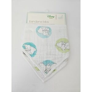 NWT Aden + And Anais Disney Baby Dumbo Elephant 2 PK Cotton Muslin Snap Bibs